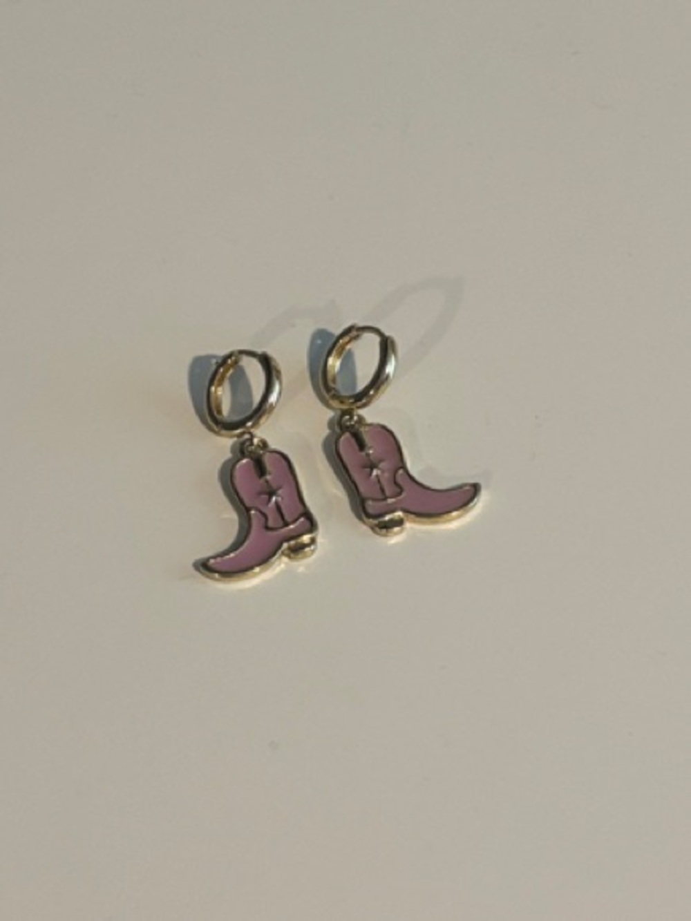 Small Pink Cowboy Boot Charm Earrings